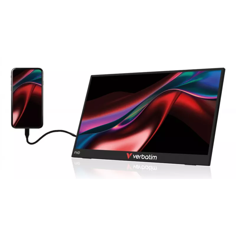 Verbatim Portable 15.6 inch FHD Monitor LIGHT, 39.6 cm (15.6 tolli), LCD, 1920 x 1080 pikslit, Full HD, 16:9, 10 ms