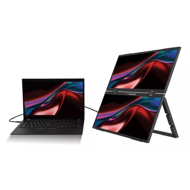 Verbatim Portable 15.6 inch FHD Dual Monitor Essentials, 39.6 cm (15.6 inch), LCD, 1920 x 1080 pikslit, Full HD, 16:9, 10 ms