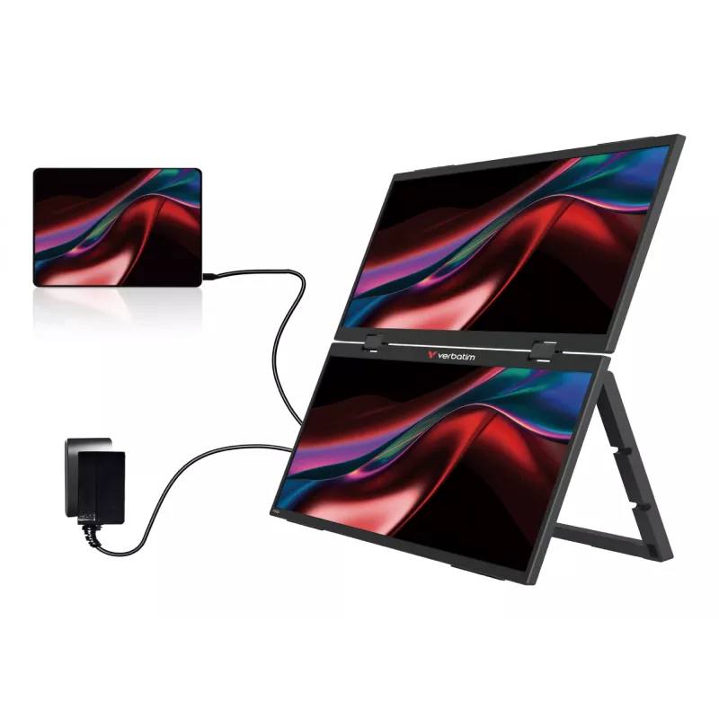 Verbatim Portable 15.6 inch FHD Dual Monitor Essentials, 39.6 cm (15.6 inch), LCD, 1920 x 1080 pikslit, Full HD, 16:9, 10 ms