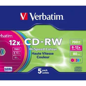 Verbatim CD-RW Colour 12x 700 MB 5 tk