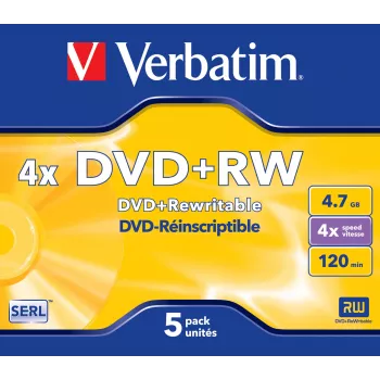 Verbatim VB-DPW44JC, DVD+RW, 120 mm, ehtekarp, 5 tk, 4,7 GB