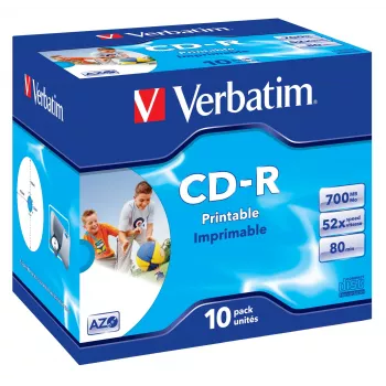 Verbatim CD-R AZO Wide Inkjet Printable 700 MB 52x 10 tk