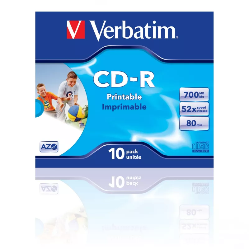 Verbatim CD-R AZO Wide Inkjet Printable 700 MB 52x 10 tk