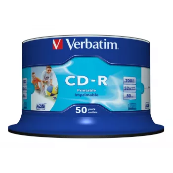 Verbatim CD-R AZO Wide Inkjet Printable no ID 700 MB 52x 50 tk