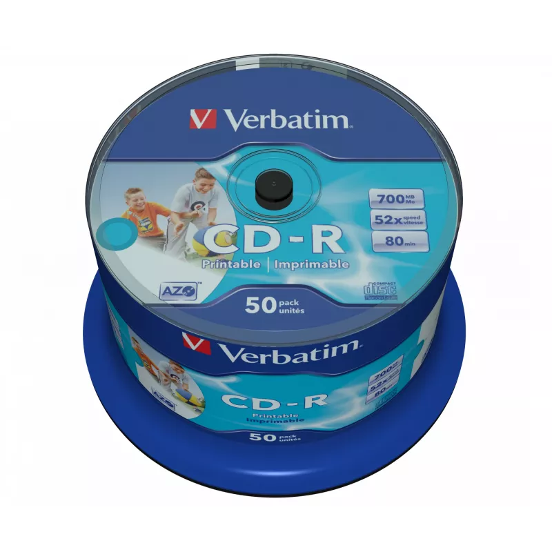Verbatim CD-R AZO Wide Inkjet Printable no ID 700 MB 52x 50 tk