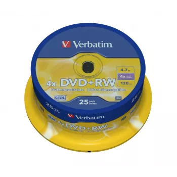 Verbatim DVD+RW Matt Silver 4.7 GB 25 tk