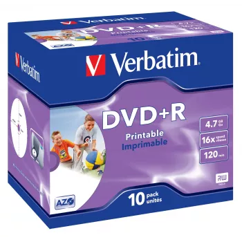 Verbatim DVD+R Wide Inkjet Printable ID Brand, DVD+R, 120 mm, prinditav, Jewel case, 10 tk, 4.7 GB