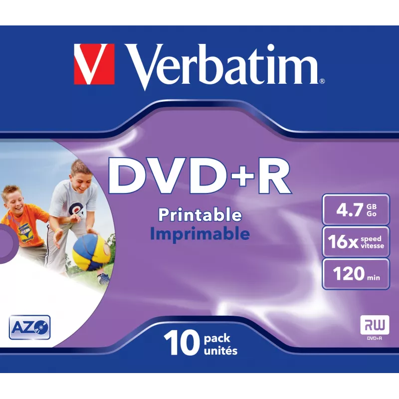 Verbatim DVD+R Wide Inkjet Printable ID Brand, DVD+R, 120 mm, prinditav, Jewel case, 10 tk, 4.7 GB