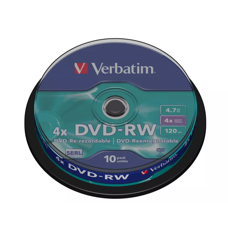 Verbatim DVDVER00072B, DVD-RW, spindel, 10 tk, 4,7 GB