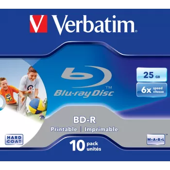 Verbatim BD-R SL 25GB 6x Printable 10 pakk Jewel Case 10 tk