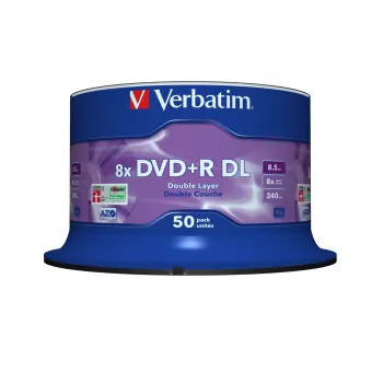 Verbatim DVD+R Double Layer 8x Matt Silver 50pk Spindle