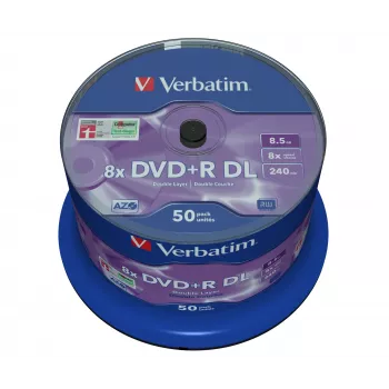 Verbatim DVD+R Double Layer 8x Matt Silver 50pk Spindle