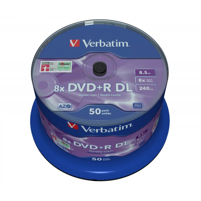 Verbatim DVD+R Double Layer 8x Matt Silver 50pk Spindle