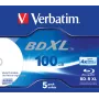 Verbatim BD-R XL 100GB* 4x Wide Inkjet Printable 5 Pack Jewel Case