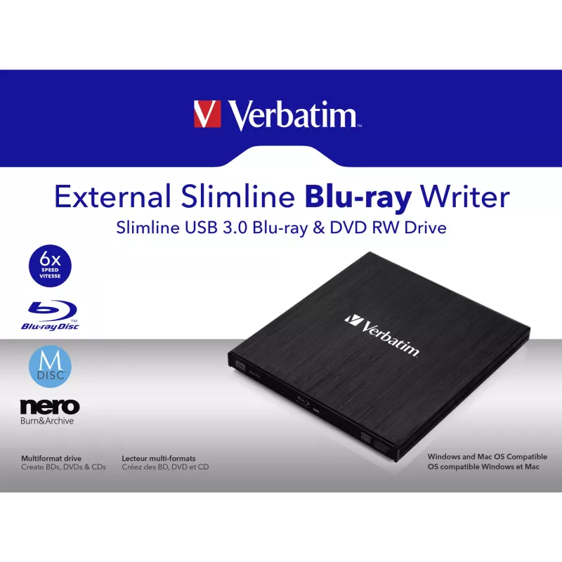 Väline üliõhuke Blu-Ray RW optiline kettaseade Verbatim 43890