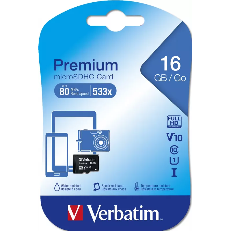 MicroSDHC Verbatim Premium 16 GB Class 10 must 44010