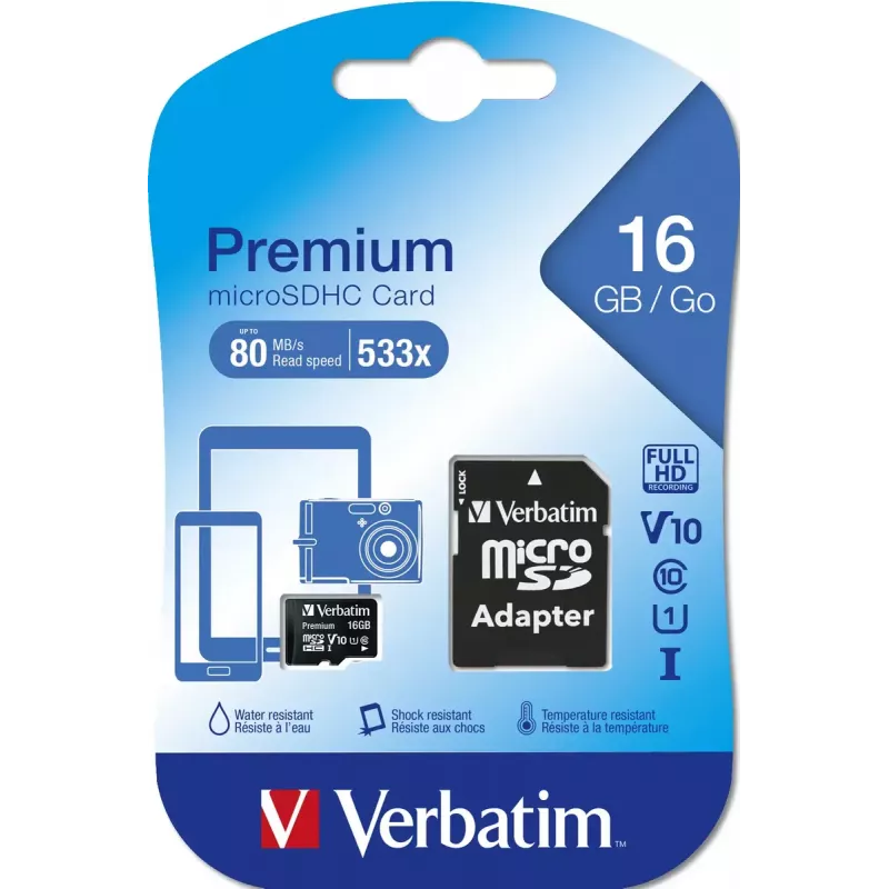 MicroSDHC Verbatim Premium 16GB Class 10 Must