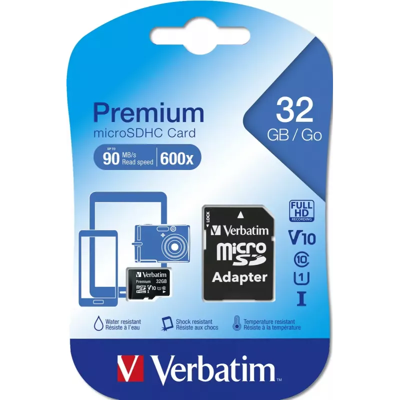 Välkmälu Verbatim Premium 32 GB MicroSDHC Class 10 44083