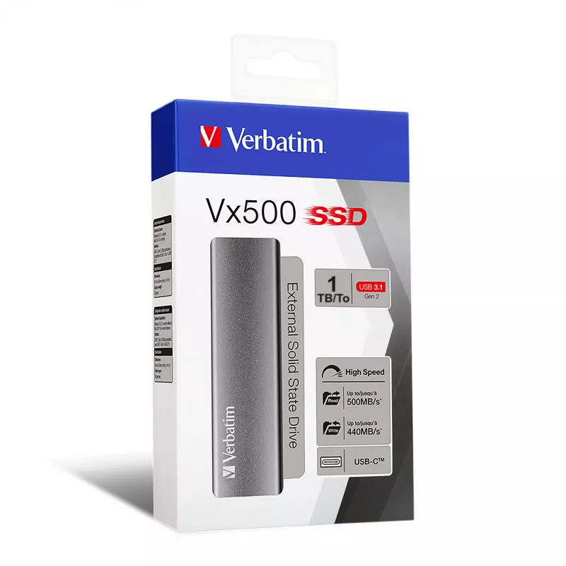 Verbatim Vx500 1 TB USB USB-C 3.2 Gen 2 (3.1 Gen 2) Hõbedane