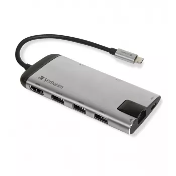 Verbatim 49142 sülearvuti dokk/pordireplikaator USB 3.2 Gen 1 (3.1 Gen 1) USB-C must, hõbedane