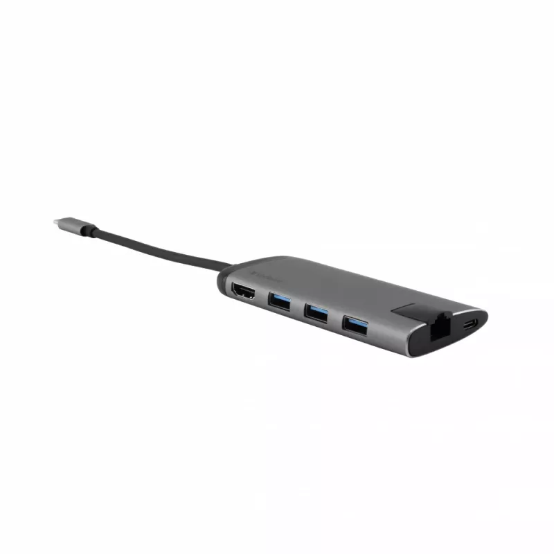 Verbatim 49142 sülearvuti dokk/pordireplikaator USB 3.2 Gen 1 (3.1 Gen 1) USB-C must, hõbedane