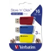 Verbatim Store 'n' Click - USB 2.0 Drive 3.2 GEN1 - 3x16 GB - Punane/Sinine/Kollane