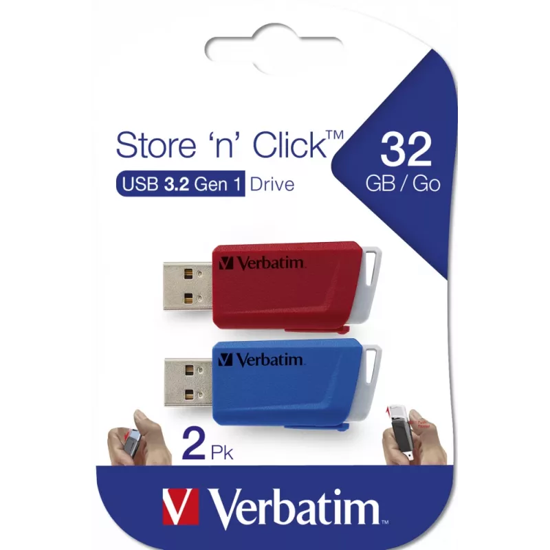 Verbatim Store 'n' Click - USB 2.0 Drive 3.2 GEN1 - 2x32 GB - punane/sinine
