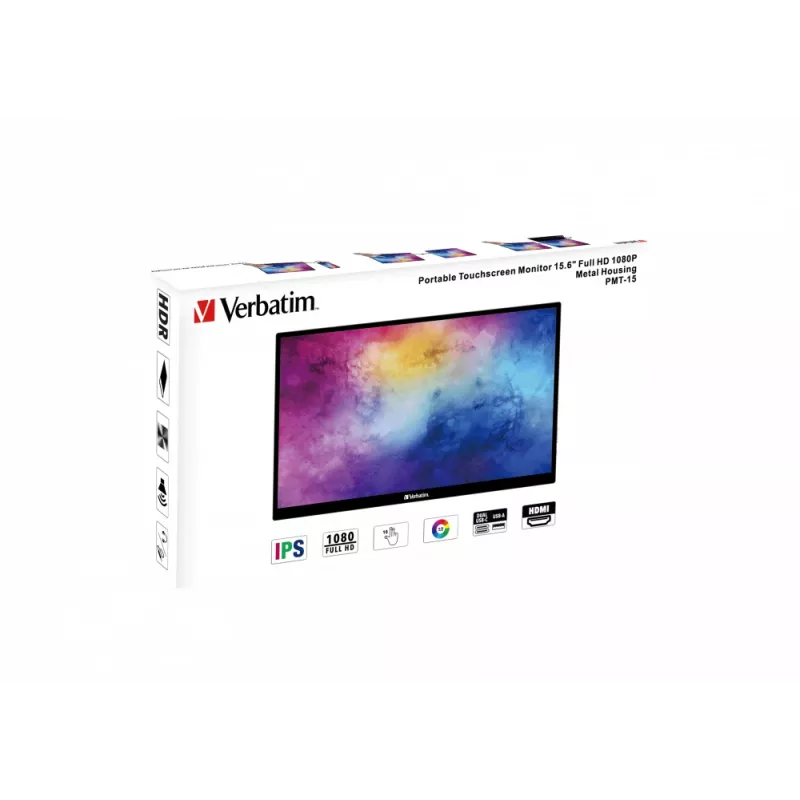 Verbatim 49592 arvutimonitor 39,6 cm (15,6 tolli) 1920 x 1080 pikslit Full HD LCD puutetundlik ekraan must
