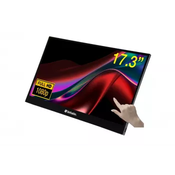 Verbatim 49593 arvutimonitor 43.9 cm (17.3 tolli) 1920 x 1080 pikslit Full HD LCD puuteekraan Must