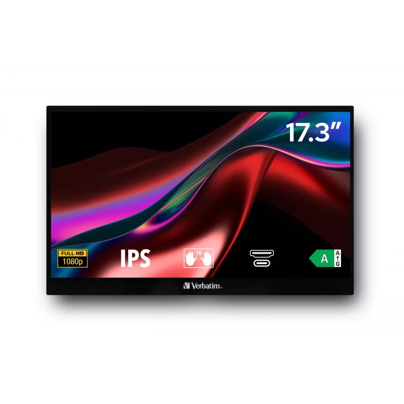 Verbatim 49593 arvutimonitor 43.9 cm (17.3 tolli) 1920 x 1080 pikslit Full HD LCD puuteekraan Must