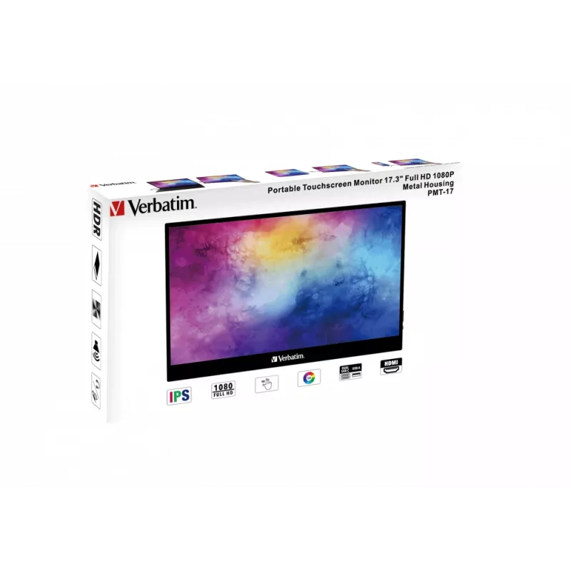 Verbatim 49593 arvutimonitor 43.9 cm (17.3 tolli) 1920 x 1080 pikslit Full HD LCD puuteekraan Must