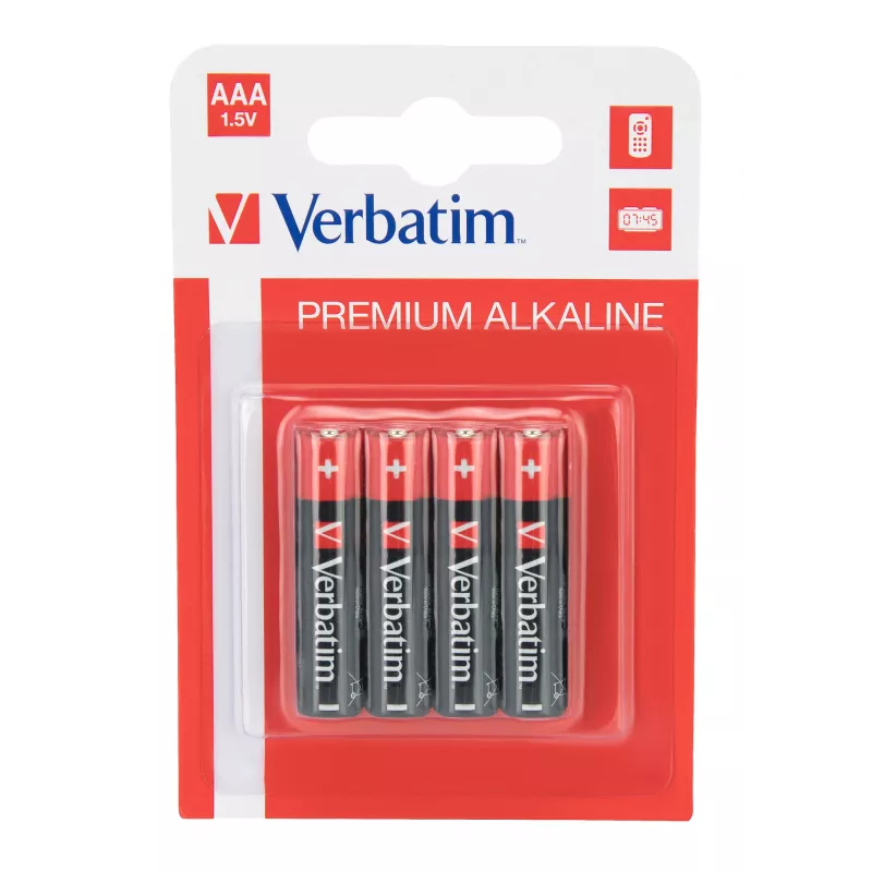 Verbatim AAA 4 blisterpakendis leelispatareid, Ühekordne patarei, AAA, Leelis, 1.5 V, 4 tk, Mitmevärviline