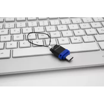 Verbatim Dual – USB 3.0 mälupulk 64 GB – USB-C / USB-A – sinine, 64 GB, USB Type-A / USB USB-C, 3.2 Gen 1 (3.1 Gen 1), korgita, 3,6 g, must, sinine, hõbedane