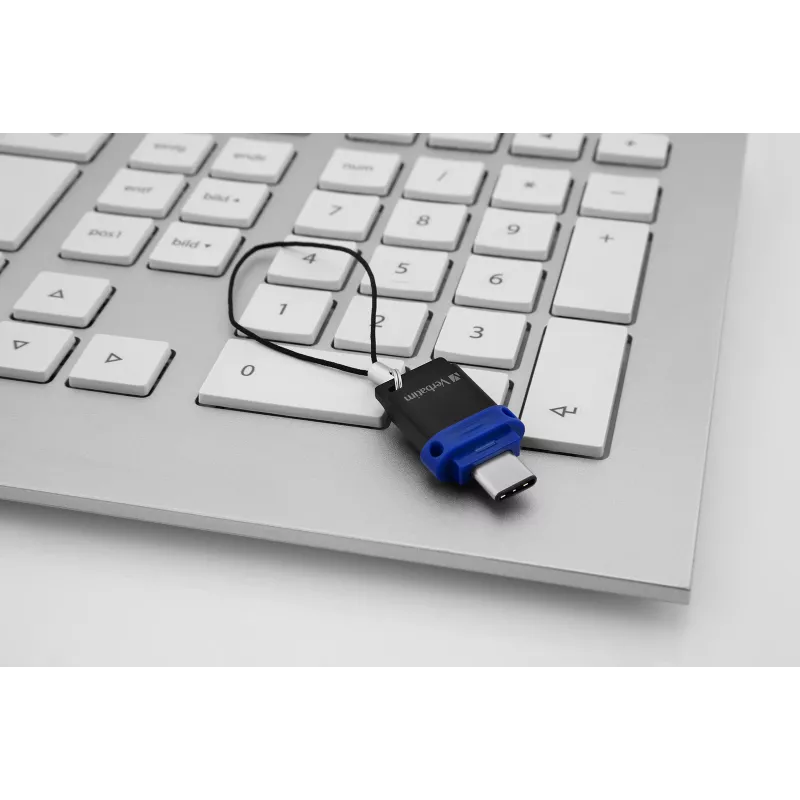 Verbatim Dual – USB 3.0 mälupulk 64 GB – USB-C / USB-A – sinine, 64 GB, USB Type-A / USB USB-C, 3.2 Gen 1 (3.1 Gen 1), korgita, 3,6 g, must, sinine, hõbedane