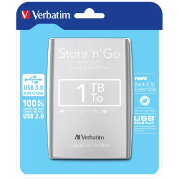 Verbatim Store 'n' Go USB 3.0 kaasaskantav kõvaketas 1TB hõbedane