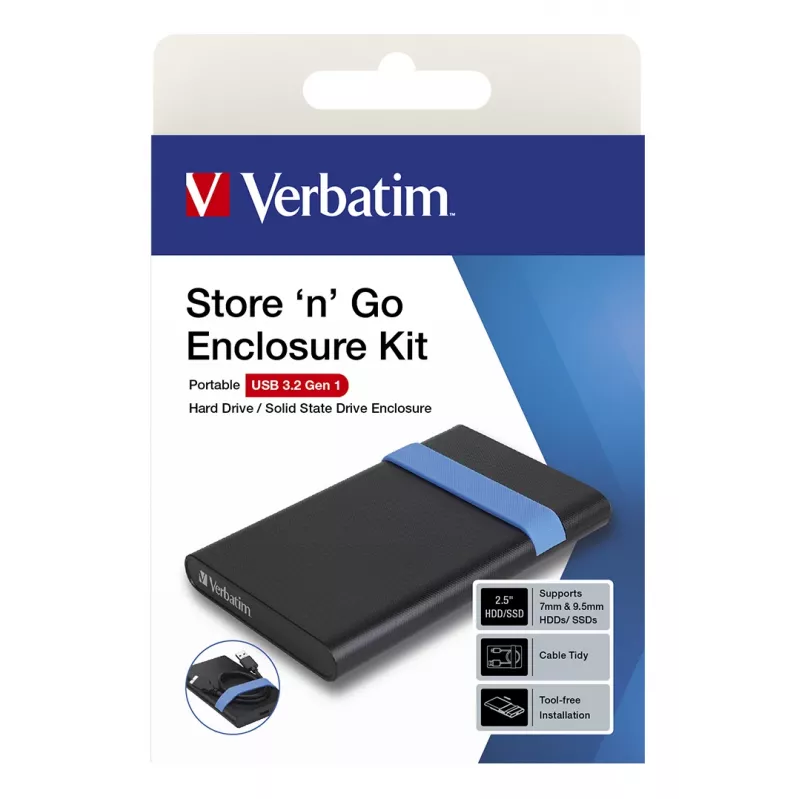 Verbatim Store'N'Go korpuse komplekt HDD/SSD korpus Must, Sinine 2,5 tolli