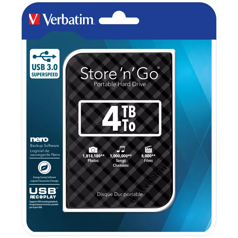 Verbatim Store 'n' Go USB 3.0 kõvaketas 4 TB must