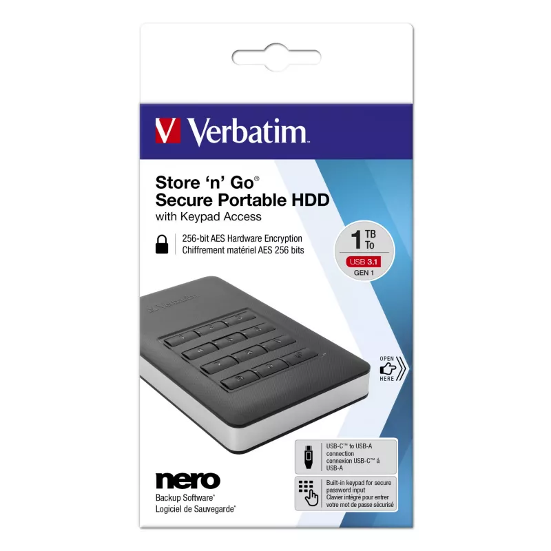 Verbatim Store 'n' Go Secure kaasaskantav HDD klaviatuuripääsuga 2TB