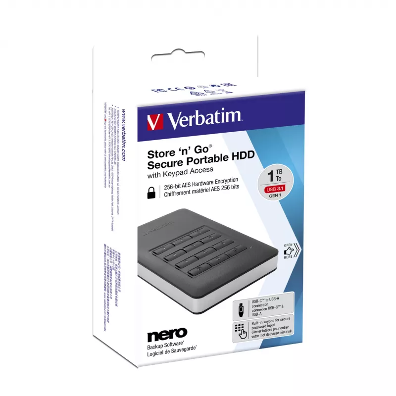 Verbatim Store 'n' Go Secure kaasaskantav HDD klaviatuuripääsuga 2TB