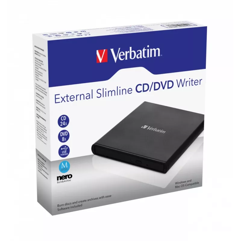 Verbatim External Slimline CD/DVD Writer optiline kettaseade DVD±RW Must
