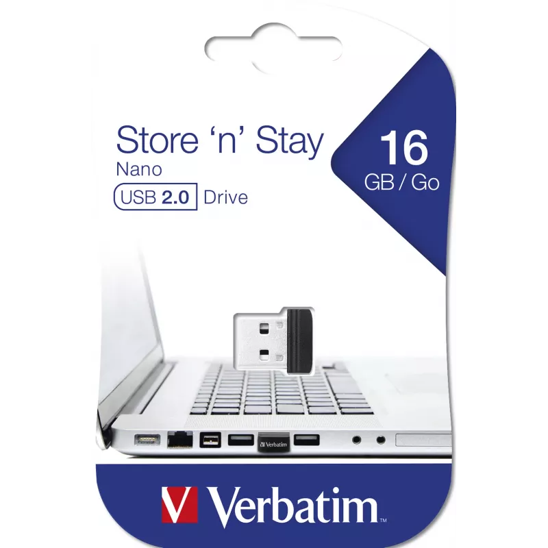 Verbatim Store 'n' Stay NANO - USB-mälupulk 16 GB - Must