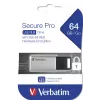 Verbatim Secure Pro - USB 3.0 mälupulk 64 GB - Hõbedane, 64 GB, USB Type-A, 3.2 Gen 1 (3.1 Gen 1), 35 MB/s, Kork, Must, Hall