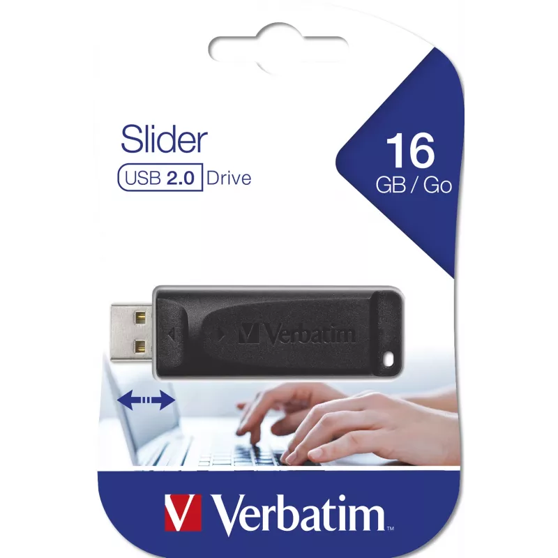 Verbatim Slider - USB-mälupulk 16 GB - Must