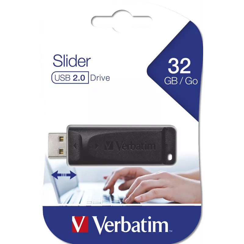 Verbatim Slider - USB-mälupulk 32 GB - Must