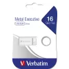 USB-mälupulk VERBATIM Metal Executive 16 GB, USB 2.0 Type-A, hõbedane, ilma korgita
