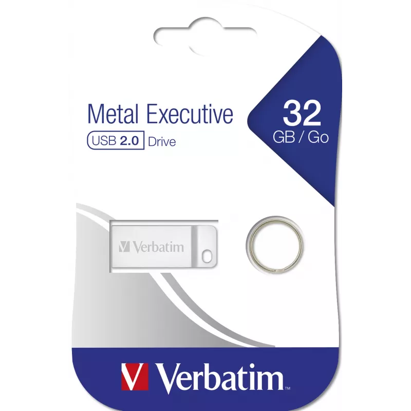Verbatim Metal Executive - USB-mälupulk 32 GB - Hõbedane, 32 GB, USB Type-A, 2.0, ilma korgita, 3,6 g, hõbedane