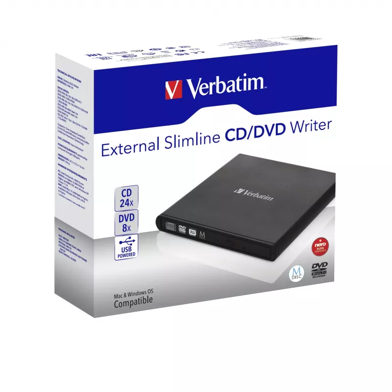 Verbatim Slimline CD/DVD optiline seade DVD-RW must