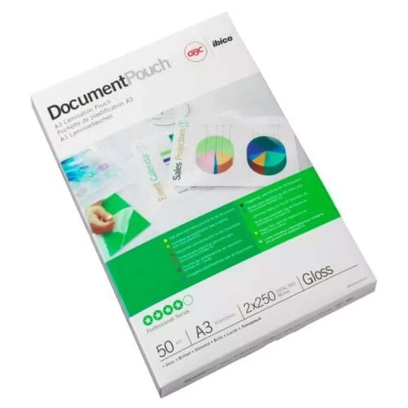 GBC Lamination Pouch A3 75 Micron, läikiv, läbipaistev, A3, 303 mm, 0,15 mm, 426 mm