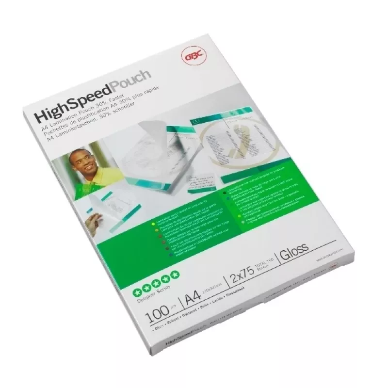 GBC Laminatsioonikott A4 High Speed 75 mikronit, läikiv, A4, 216 mm, 0,15 mm, 303 mm, 100 tk