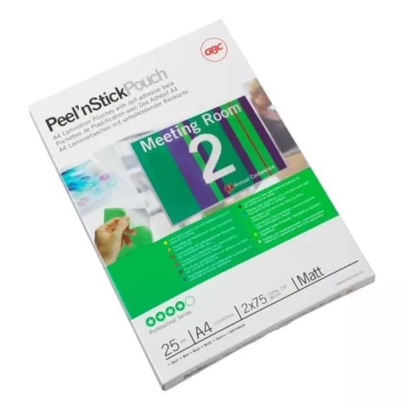 GBC lamineerimiskott A4 isekleepuv matt 75 mikronit, läikiv, A4, 0,15 mm, 25 tk